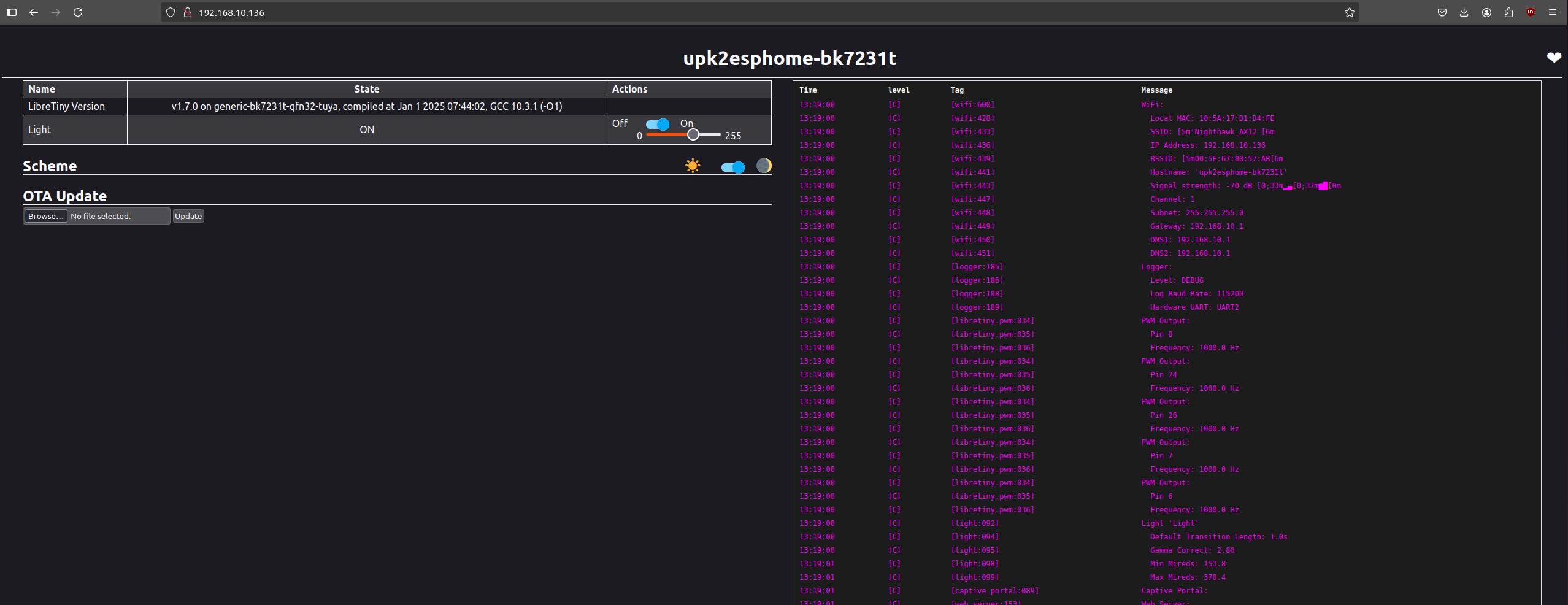 esphome firmware Web server runing esphome firmware Web server runing